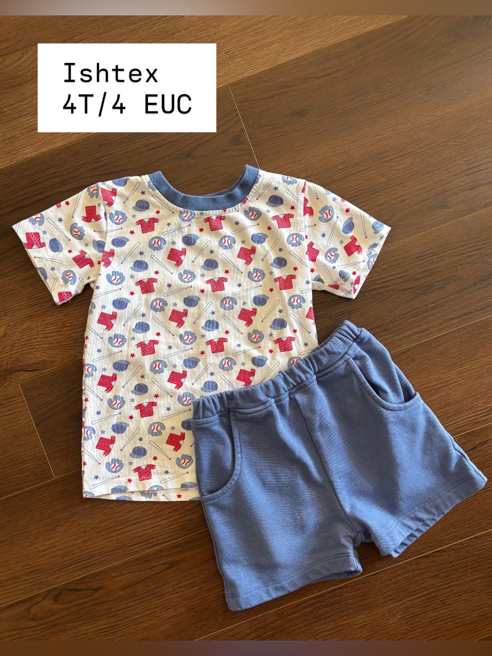 Ishtex Toddler Boy Baseball Short Set - Size 4T